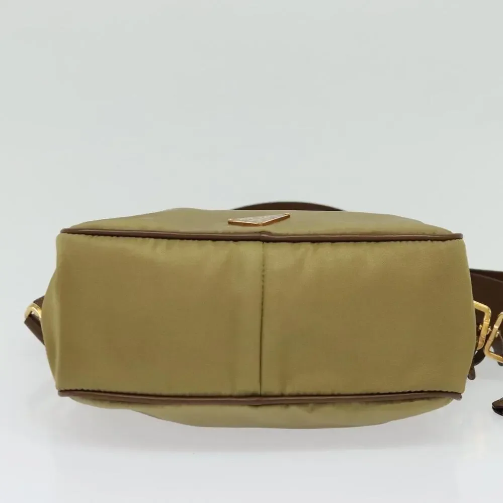 PRADA Shoulder Bag Nylon Beige Gold - Picture 9 of 12